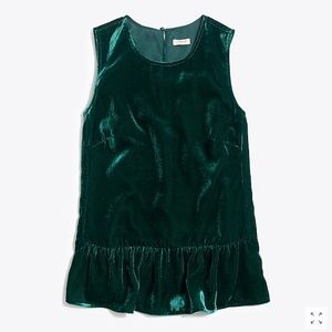 J. Crew Green Velvet Peplum Top - size 8
